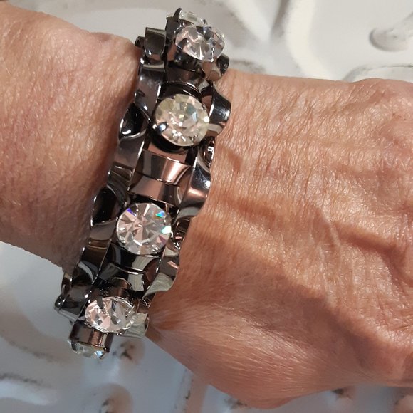 J.Crew Gem Studded Steel Cuff Bracelet - Picture 1 of 4